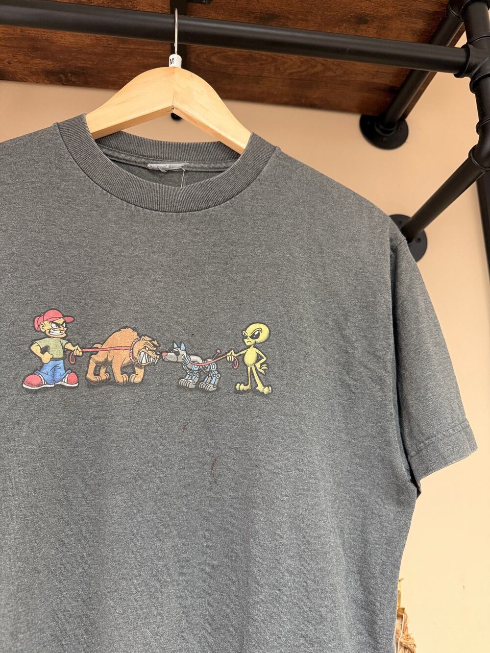 90s Alien Nation Dog Walker Vintage Skate Brand Tee Shirt Black Flys Powell